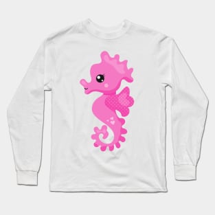 Cute Seahorse, Little Seahorse, Pink Seahorse Long Sleeve T-Shirt